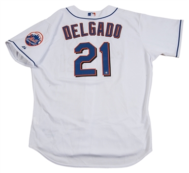 2006 NLDS Game 2 Carlos Delgado Game Used New York Mets White Alternate Jersey vs Los Angeles Dodgers on 10/5/2006 (MLB Authenticated/Steiner)
